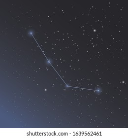 Andromeda constellation on among many stars in space