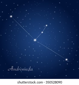 Andromeda Constellation At Starry Night Sky 