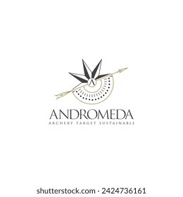 Andromeda template line art logos. 
compass bow arrow pointing to target.