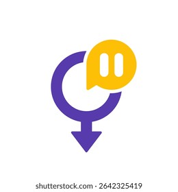 andropause icon with male gender symbol on white