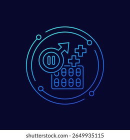 andropause Symbol mit Pillen, lineares Design