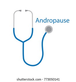 Andropause text and stethoscope icon- vector illustration