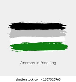 Androphilia lgbt vector watercolor flag. Hand drawn ink dry brush stains, strokes, stripes, horizontal lines isolated on white background. Painted colorful symbol of non-binary, pride, rights equality