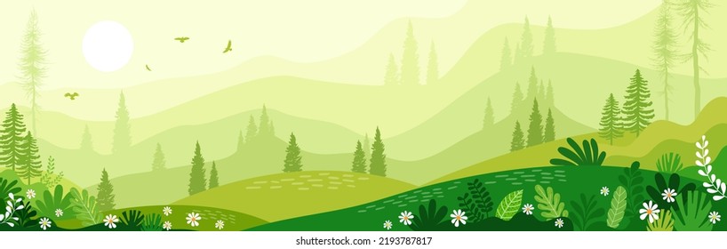 Landschaftsgrafik , Naturlandschaftshintergrund.Wand-Kunstvektor. 