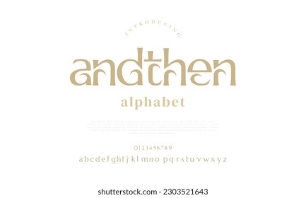 Andthen abstract digital technology logo font alphabet. Minimal modern urban fonts for logo, brand etc. Typography typeface uppercase lowercase and number. vector illustration
