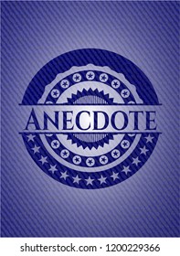 Anecdote emblem with jean texture