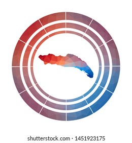 Anegada badge. Bright gradient logo of island in low poly style. Multicolored Anegada rounded sign with map in geometric style for your infographics.