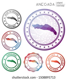 Anegada badge. Colorful polygonal island symbol. Multicolored geometric Anegada logos set. Vector illustration.