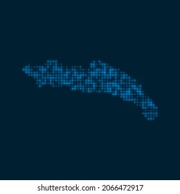 Anegada dotted glowing map. Shape of the island with blue bright bulbs. Vector illustration.