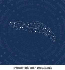 Anegada network style island map. Glamorous space style, modern design for infographics or presentation.