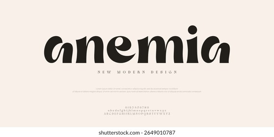 anemia Abstract Design alphabet letters Font. Minimal modern urban fonts for logo, brand etc. Typography vector illustration
