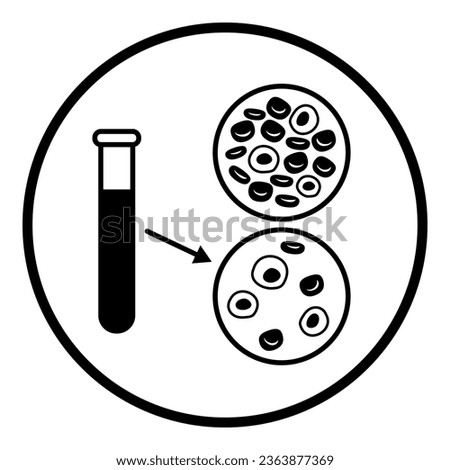 Anemia: blood test comparison between healthy blood and anemic blood, isolated icon