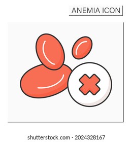 Anemia Color Icon. Disease Symptoms. Low Hemoglobin. Lack Of Red Blood Cell Production. Health Protection Concept. Isolated Vector Illustration