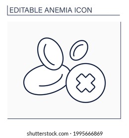 Anemia Line Icon. Disease Symptoms. Low Hemoglobin. Lack Of Red Blood Cell Production. Health Protection Concept. Isolated Vector Illustration. Editable Stroke
