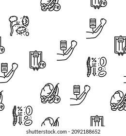 Anemia Patient Health Problem Vector Seamless Pattern Thin Line Illustration