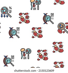 Anemia Patient Health Problem Vector Seamless Pattern Thin Line Illustration