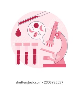 Ilustración abstracta del concepto de detección de anemia, ilustración vectorial. Diagnóstico de trastorno genético, examen de anemia, deficiencia de hierro, tamizaje de células falciformes, hemolisis, prueba de laboratorio, metáfora abstracta de diagnóstico.