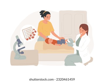 Anämie Screening einzeln Konzept Vektorgrafik. Diagnose der genetischen Störung, Untersuchung der Anämie, Eisenmangel, Sichelzellvorsorge, Hämolien, Labortest, Diagnose Vektor Konzept.