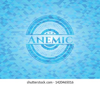 Anemic light blue emblem. Mosaic background