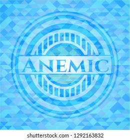Anemic sky blue emblem with triangle mosaic background