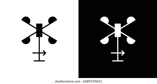 Silueta de icono de anemómetro en estilo plano negro. Elemento gráfico
