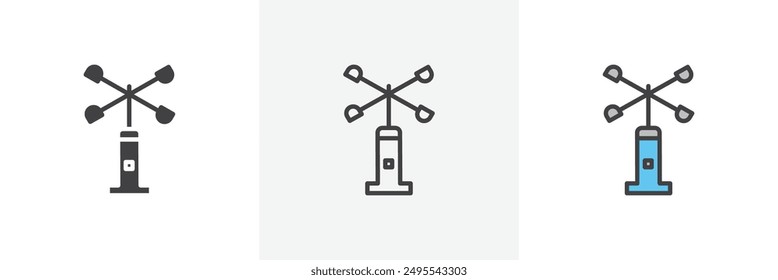 Anemometer icon symbol collection on white background.