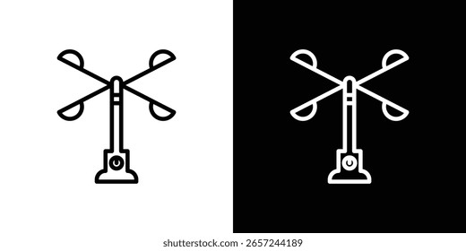 Iconos de anemómetro en estilo de línea. Trazos editables en blanco y negro