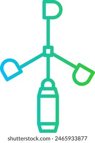 Anemometer measurement icon with blue and green gradient outline style. anemometer, wind, speed, technology, science, instrument, equipment. Vector Illustration