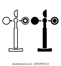 Anemometer and weather icons vector set