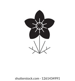 Anemone Black Vector Concept Icon. Anemone Flat Illustration, Sign