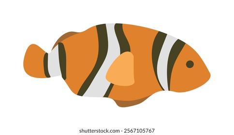 Anemone fish illustration. Sea creatures. Nemo fish. Ocean fish. Clown fish.