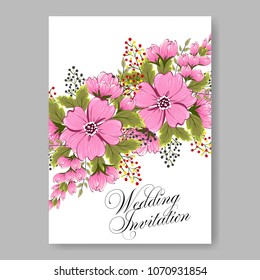 Anemone Floral wedding invitation vector tempate