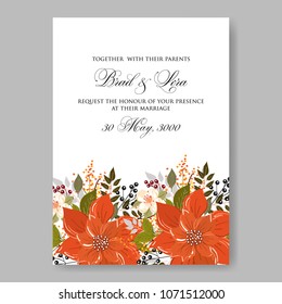 Anemone Floral wedding invitation vector card printable tempate