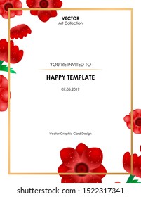Anemone flower card, Vector illustration design element