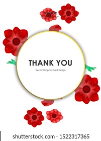 Anemone flower card, Vector illustration design element