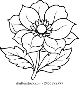 Anemone flower plant outline illustration coloring book page design, Anemone flower plant black and white line art drawing coloring book pages for children and adults