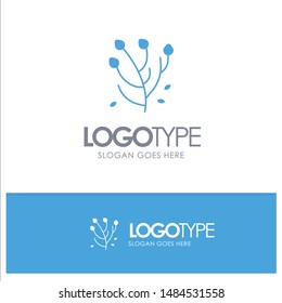 Anemone, Anemone Flower, Flower, Spring Flower Blue Solid Logo with place for tagline. Vector Icon Template background