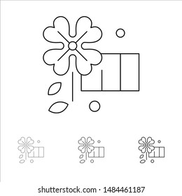 Anemone, Flower, Spring Flower Bold and thin black line icon set. Vector Icon Template background
