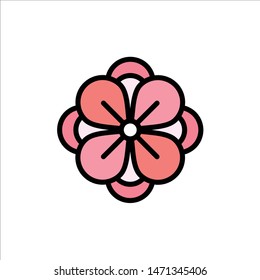 Anemone, Anemone Flower, Flower, Spring Flower  Flat Color Icon. Vector icon banner Template. Vector Icon Template background