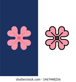 Anemone, Anemone Flower, Flower, Spring Flower  Icons. Flat and Line Filled Icon Set Vector Blue Background. Vector Icon Template background