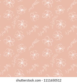 Anemone flowers floral vector seamless pattern. Hand drawn flowers and twigs