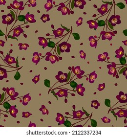 Anemone flowers seamless pattern. Stock vector illustration eps10