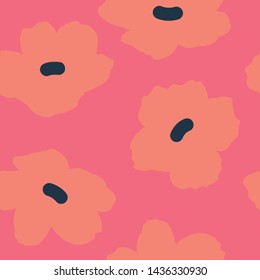 Anemone flowers,vector seamless pattern. Hand drawn floral background in retro pastel colores.