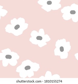 Anemone flowers,vector seamless pattern. Hand drawn floral background in retro pastel colores.