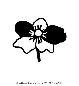 Anemone Hupehensis Glyph Icon, Vector illustration