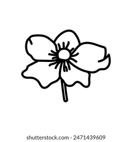 Anemone Hupehensis Outline Icon, Vector illustration
