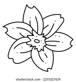 Anemone oak flower second doodle. Hand drawn outline vector illustration.