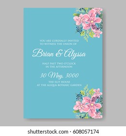 Anemone peony wedding invitation floral vector printable template