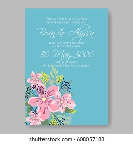 Anemone peony wedding invitation floral vector printable template