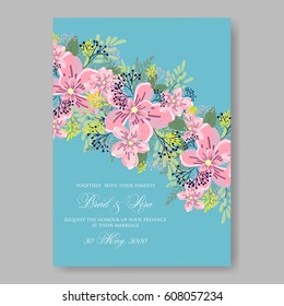 Anemone peony wedding invitation floral vector printable template